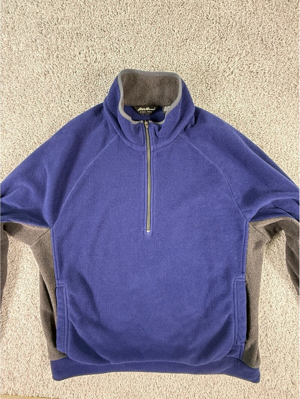 Eddie Bauer Men’s 1/2 Zip Pullover Blue And Gray Size Medium